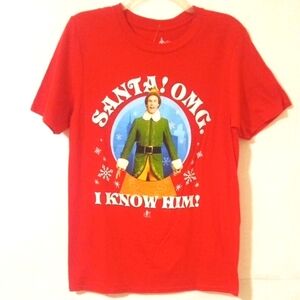 THE ELF RED SANTA CHRISTMAS HOLIDAY GRAPHIC TEE SHIRT MEN'S SIZE SMALL NWT